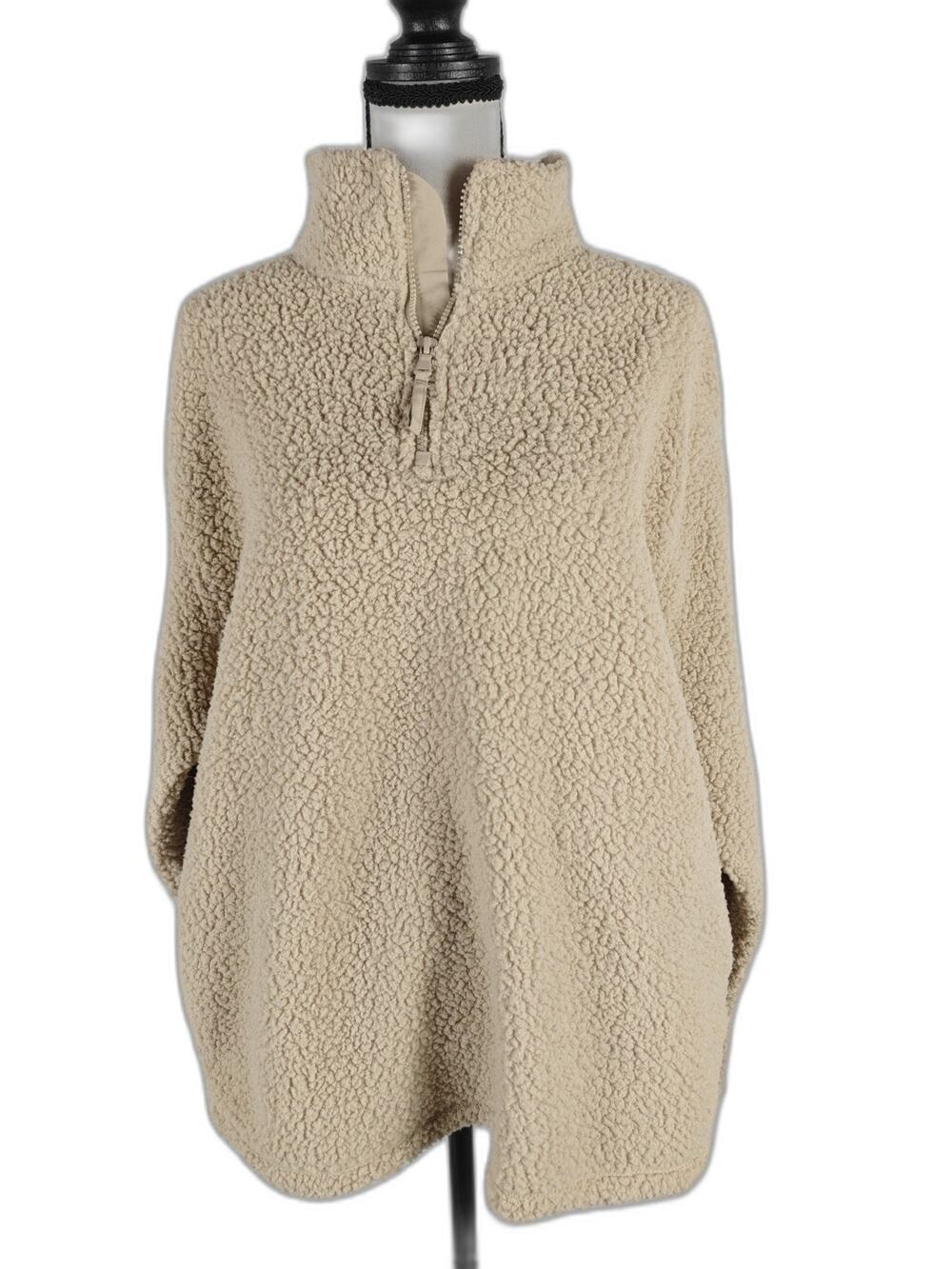 Women's Old Navy Sherpa Fleece Quarter Zip Pullover Cream Size Medium NWT